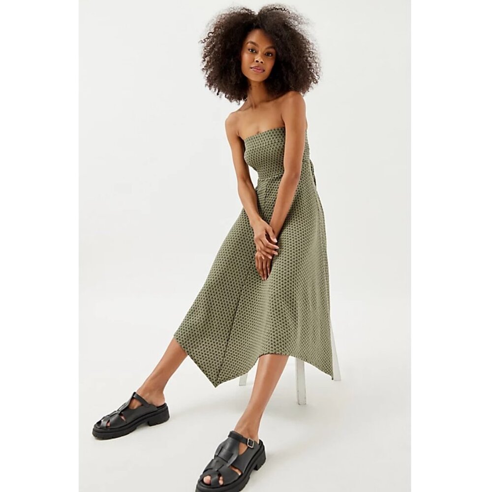 Urban Outfitters Madison Textured Strapless Dress Green Size Small NWT
